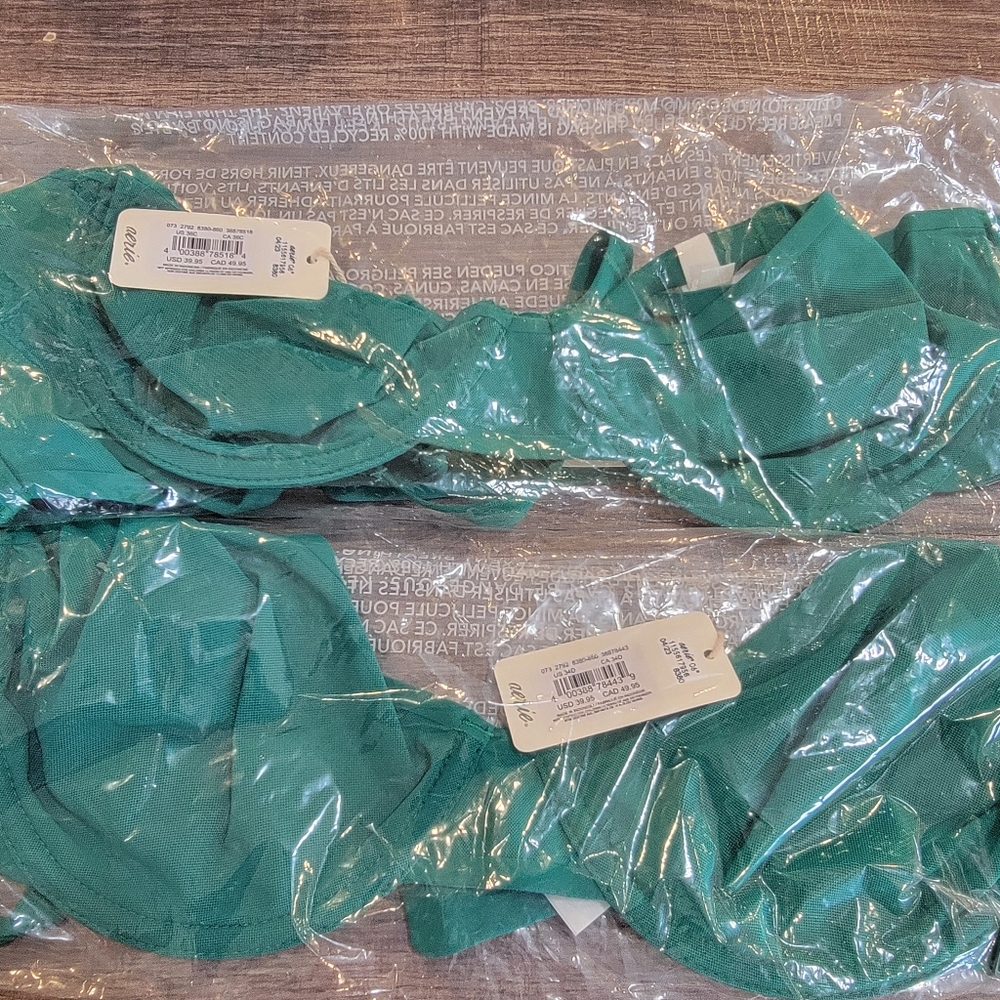 Aerie Smoothez Unlined Mesh Balconette Bra Jade Green NWT!
